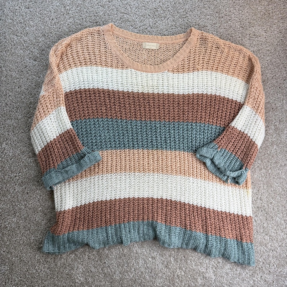 Altar'd State Sweater Womens S/M Multicolor 3/4 Dolman Open-Knit Pullover ST678